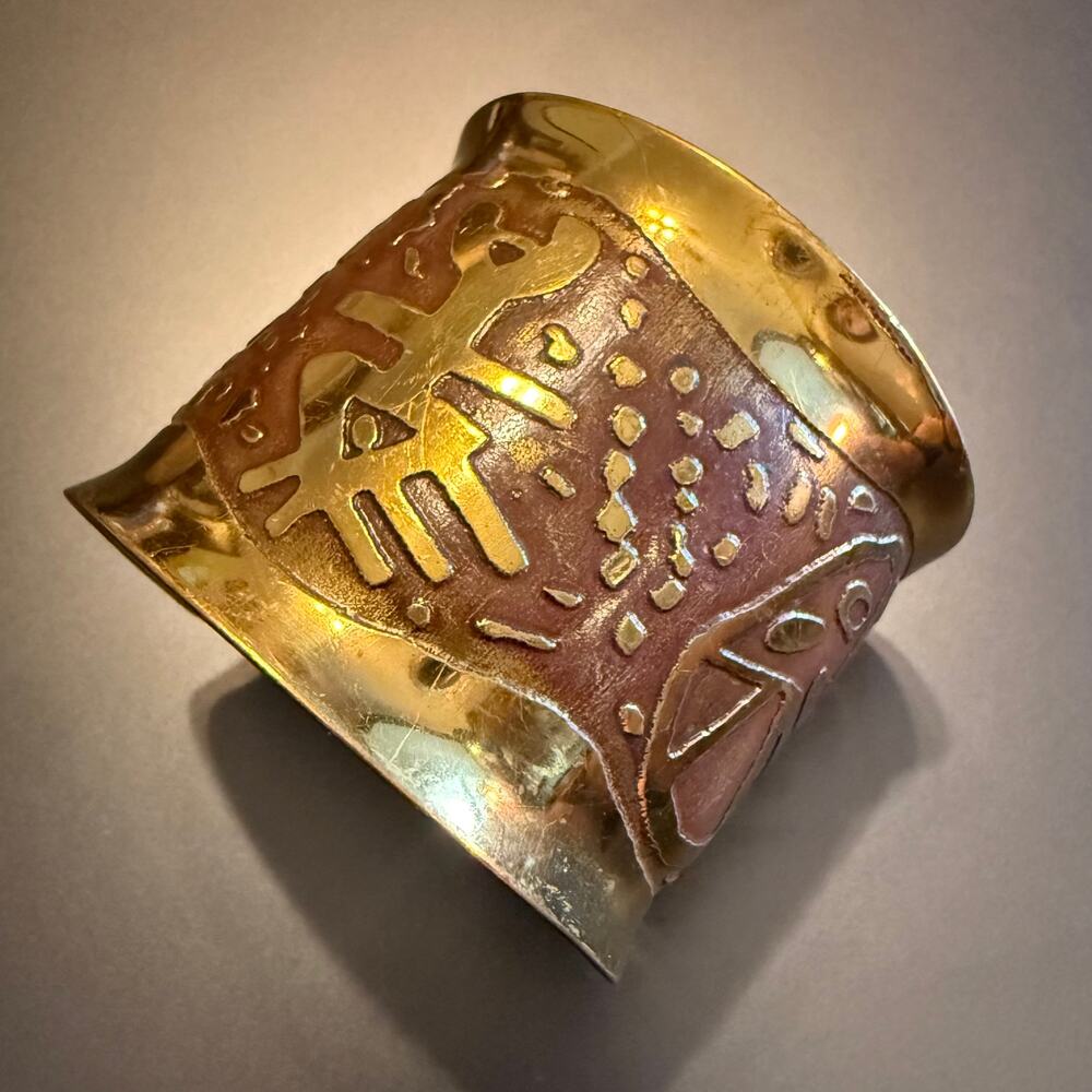 Vintage Mexico Cobre Laton Copper Brass Cuff Bracelet